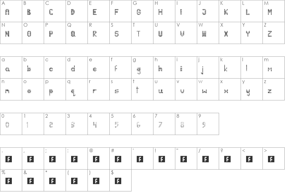 LED me font character map preview