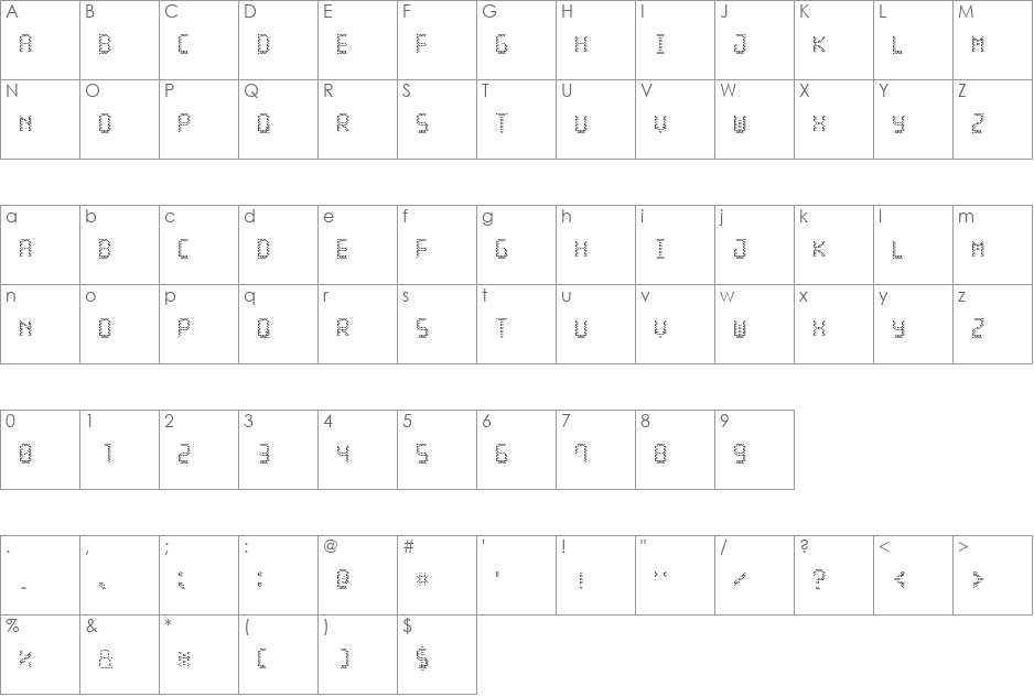 LED Stadion 7 font character map preview