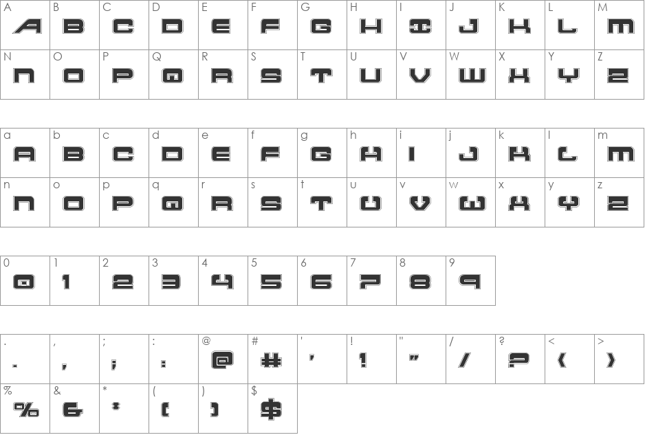 Atlantia Academy font character map preview