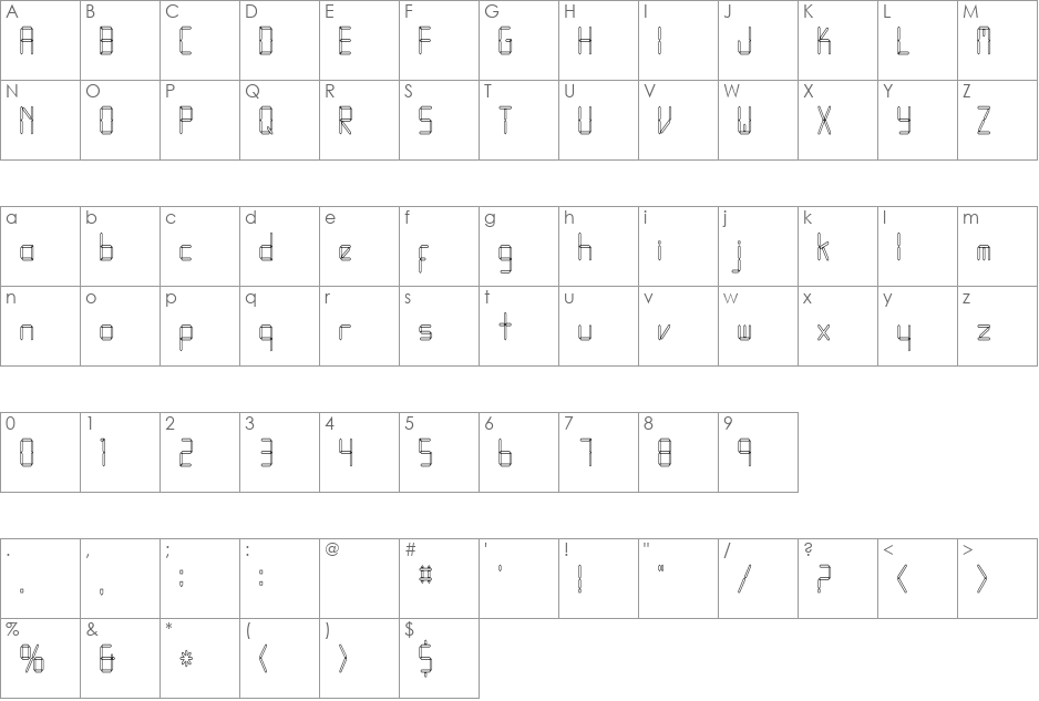 LEDFontHC font character map preview