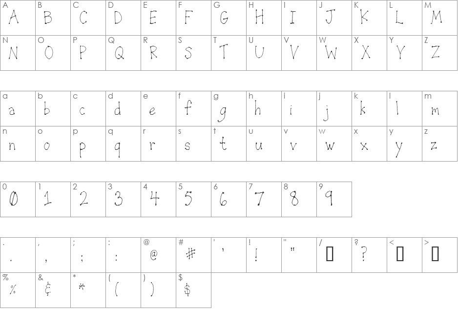 LeDot font character map preview