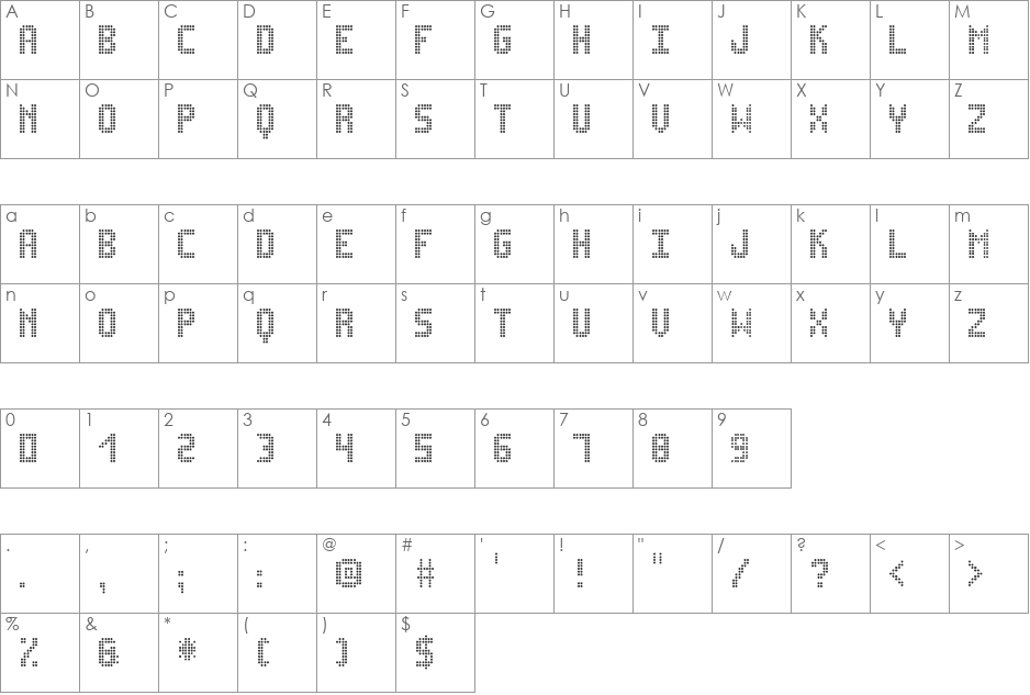Ledsitex St font character map preview