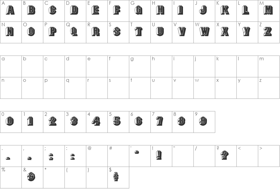 LeeCaps font character map preview