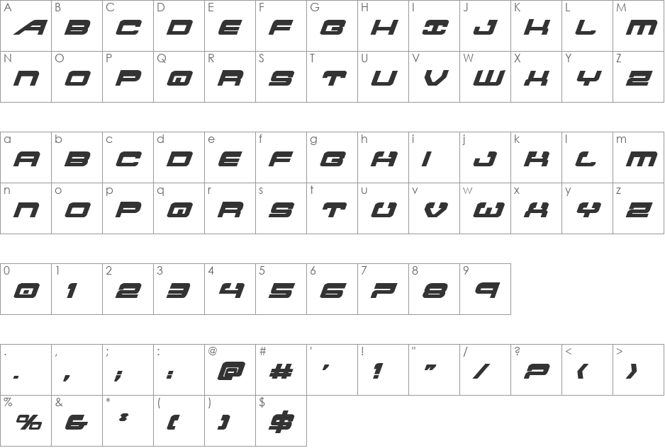 Atlantia Bold Italic font character map preview