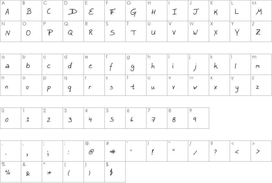 Lefty Dave font character map preview