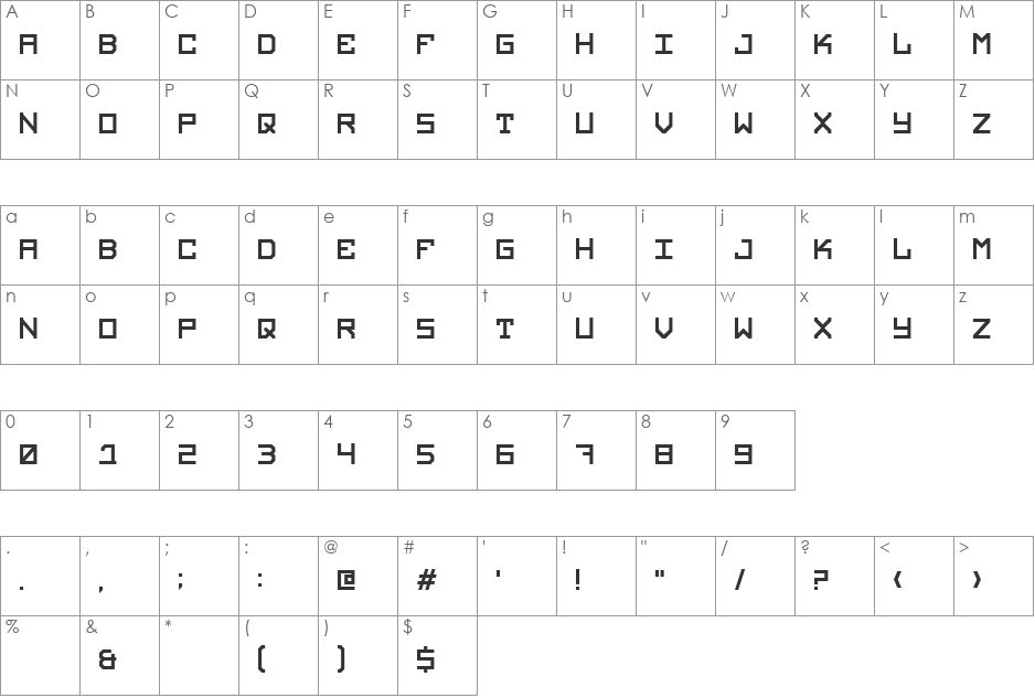 Legacy font character map preview