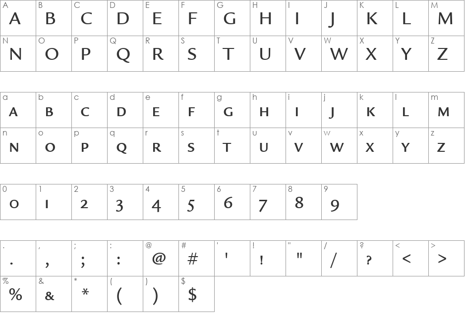 Legacy Sans Md SC ITC TT font character map preview