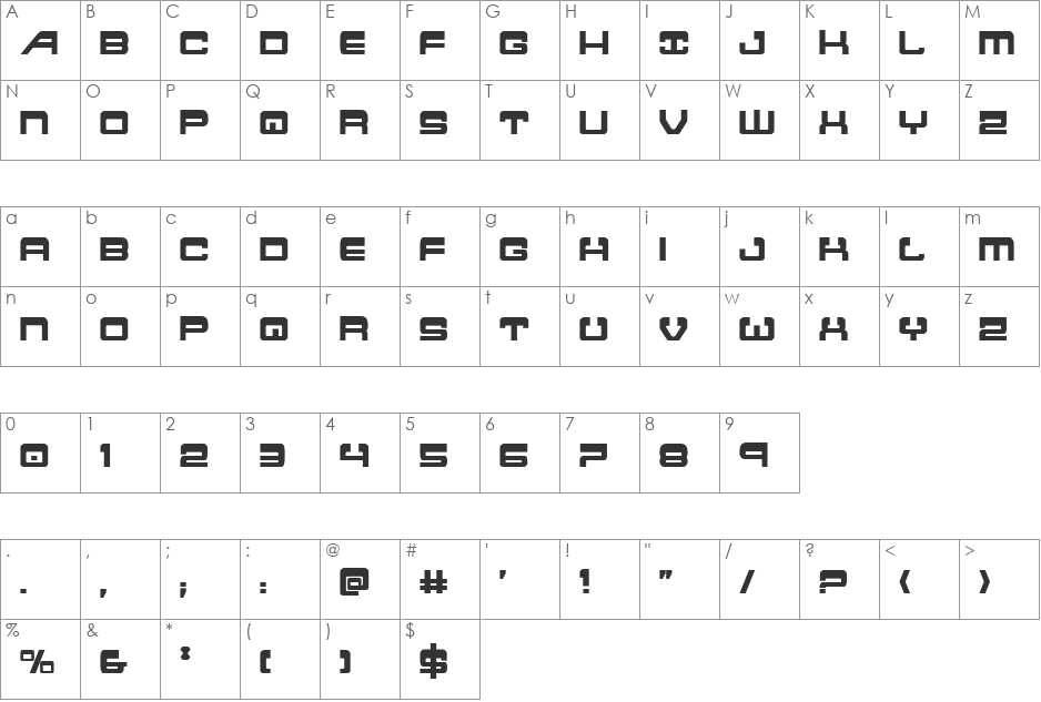 Atlantia Condensed font character map preview
