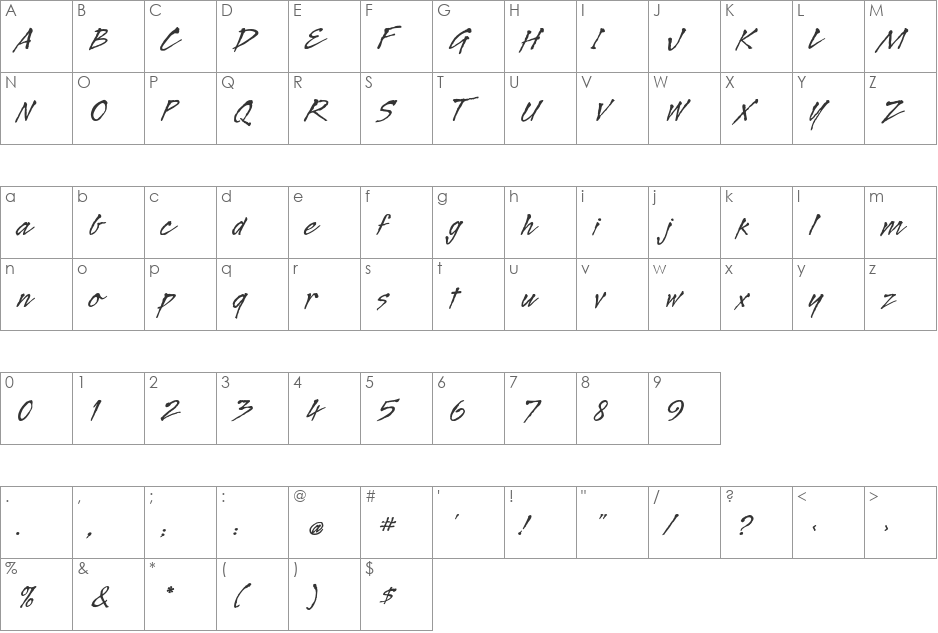Legault Std font character map preview