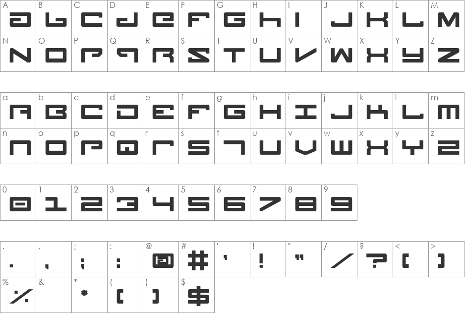 Legion Bold font character map preview