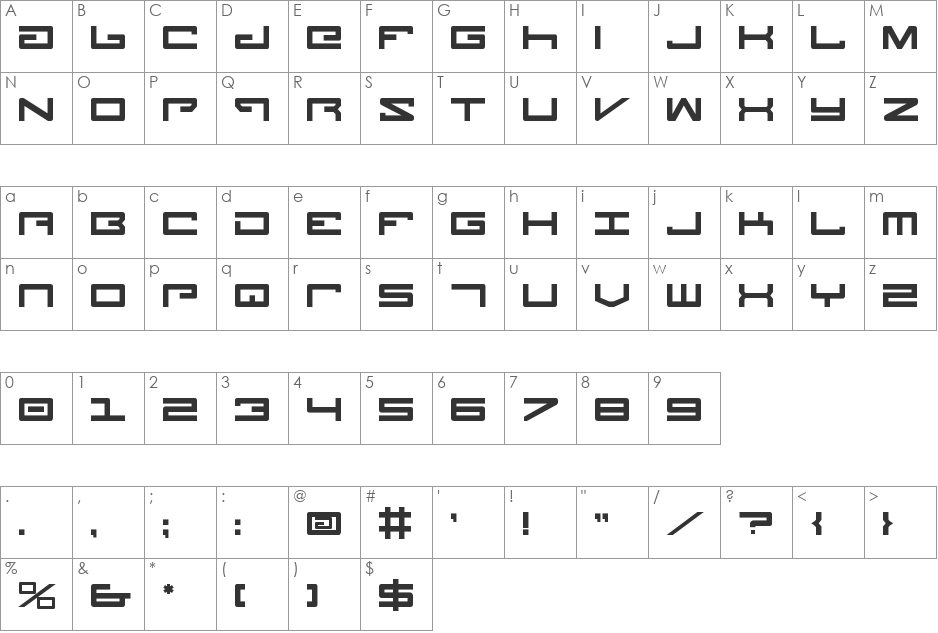 Legion Bold font character map preview