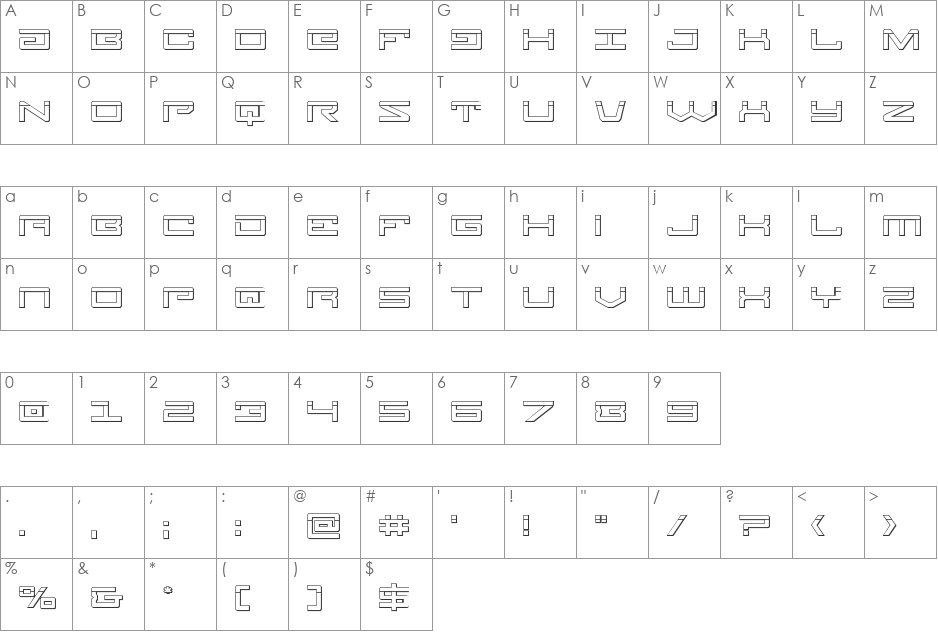 Legion Bullet font character map preview