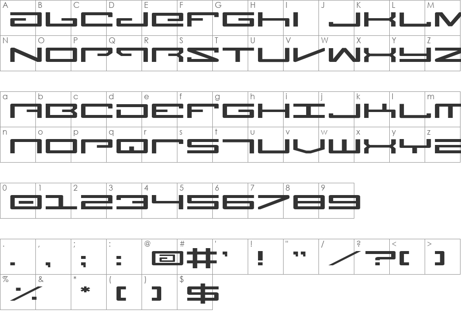 Legion Expanded font character map preview