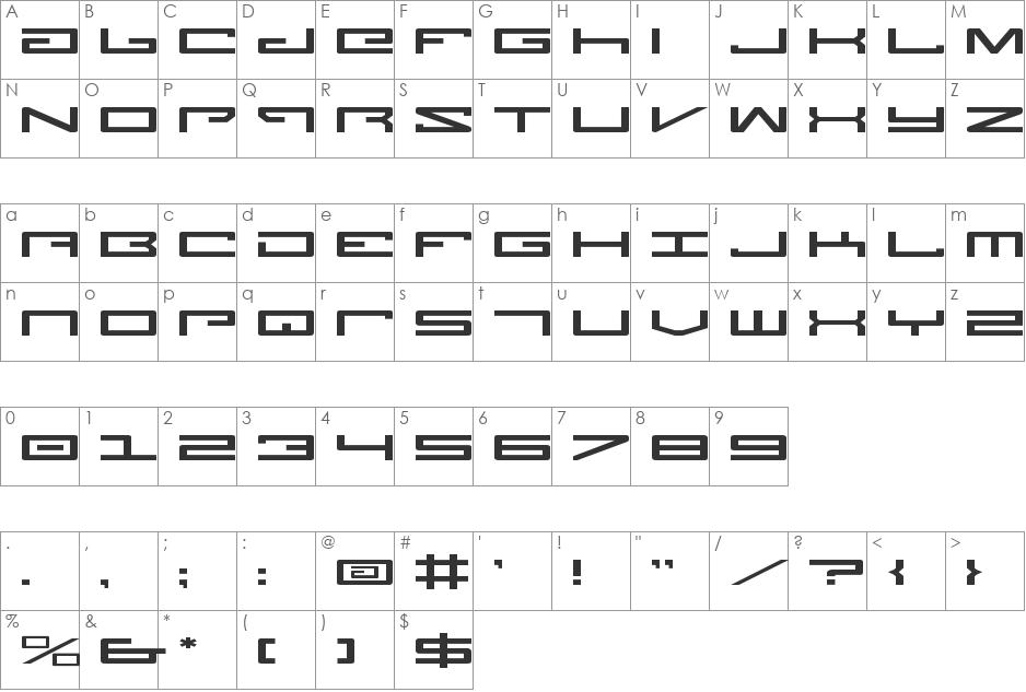 Legion Expanded font character map preview