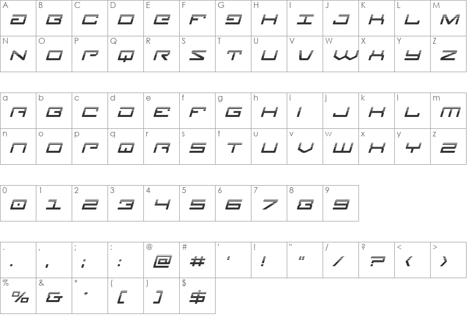 Legion Halftone Italic font character map preview