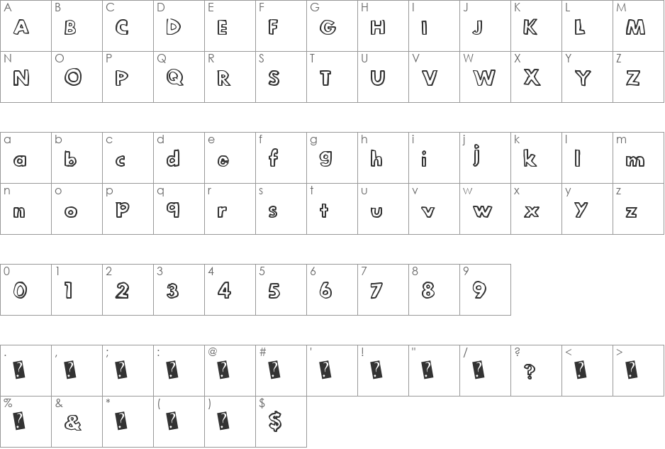 LegitOutline font character map preview