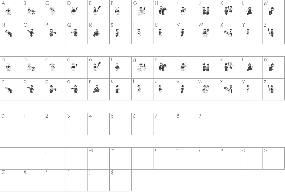 Lego System font character map preview