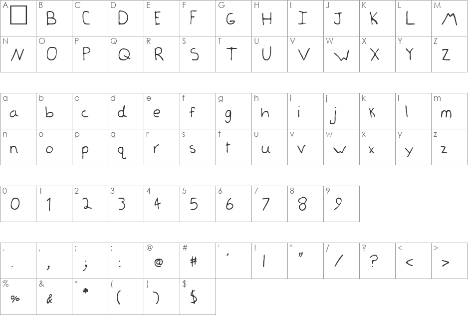 LEHN011 font character map preview