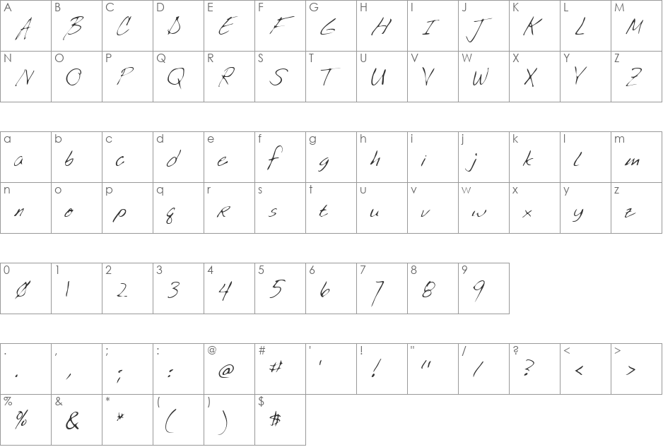 LEHN035 font character map preview