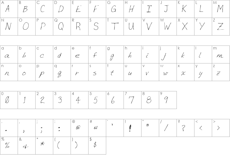 LEHN036 font character map preview