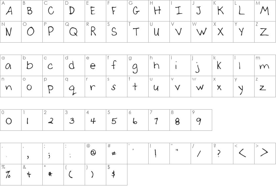LEHN047 font character map preview