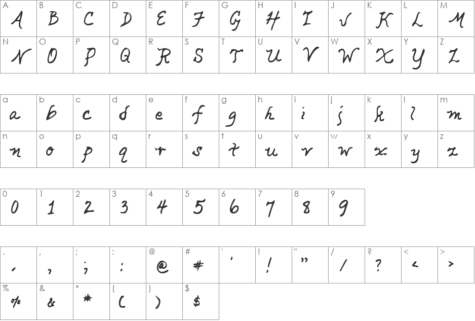 LEHN049 font character map preview