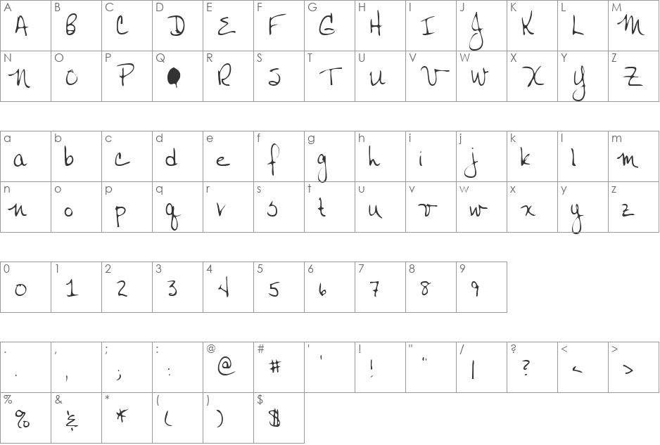 LEHN050 font character map preview