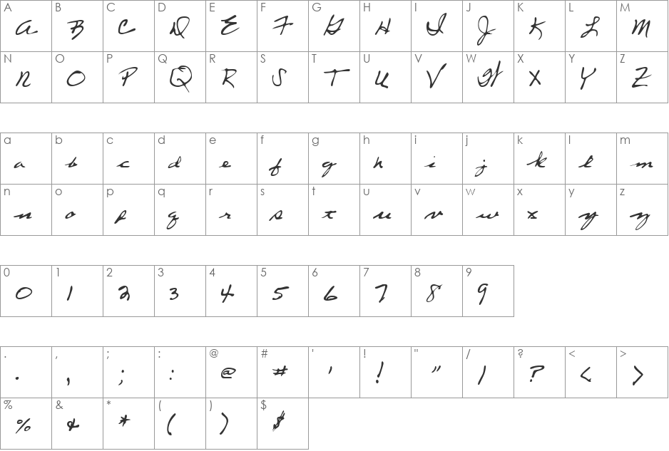 LEHN053 font character map preview