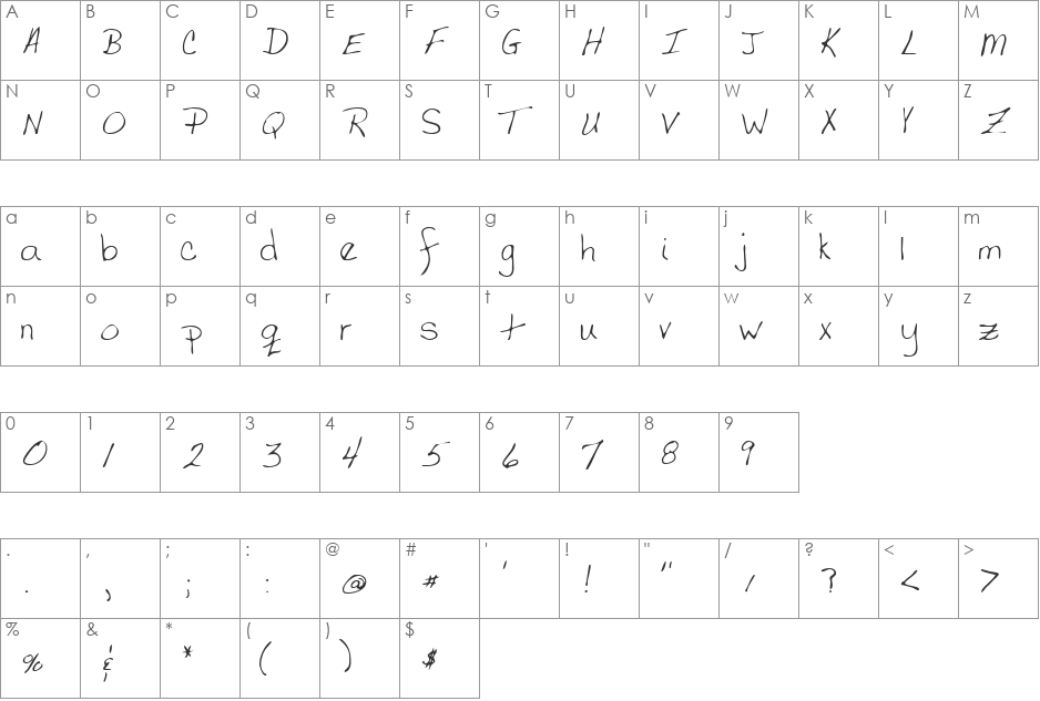 LEHN058 font character map preview