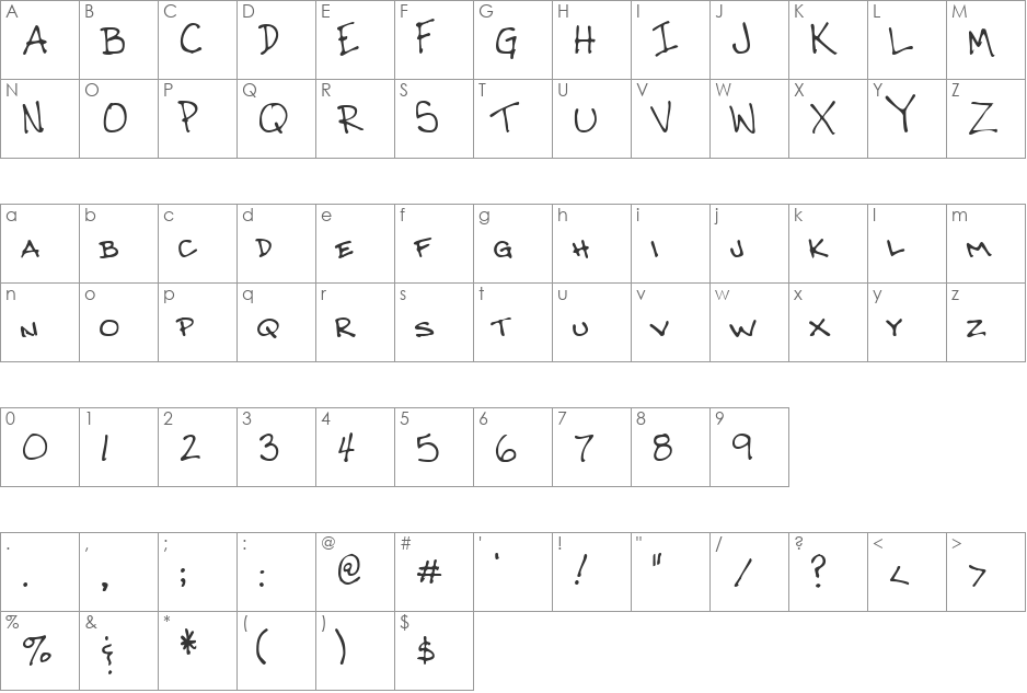 LEHN062 font character map preview