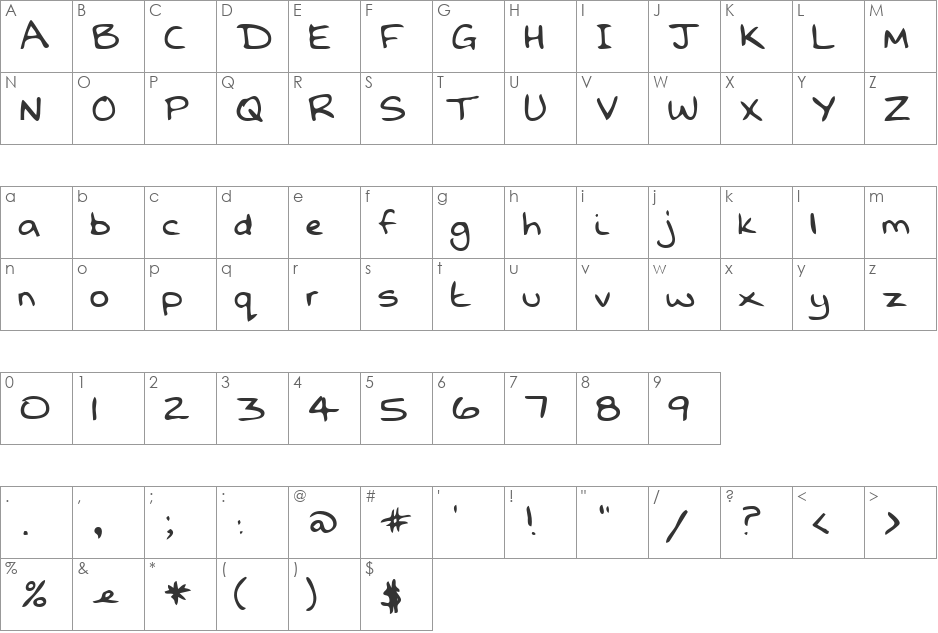 LEHN068 font character map preview