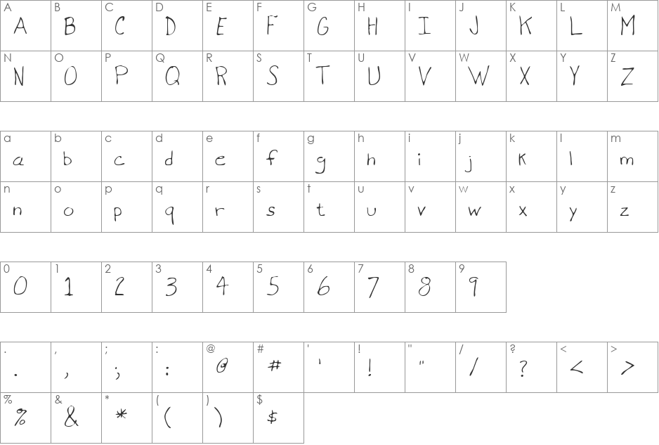LEHN071 font character map preview