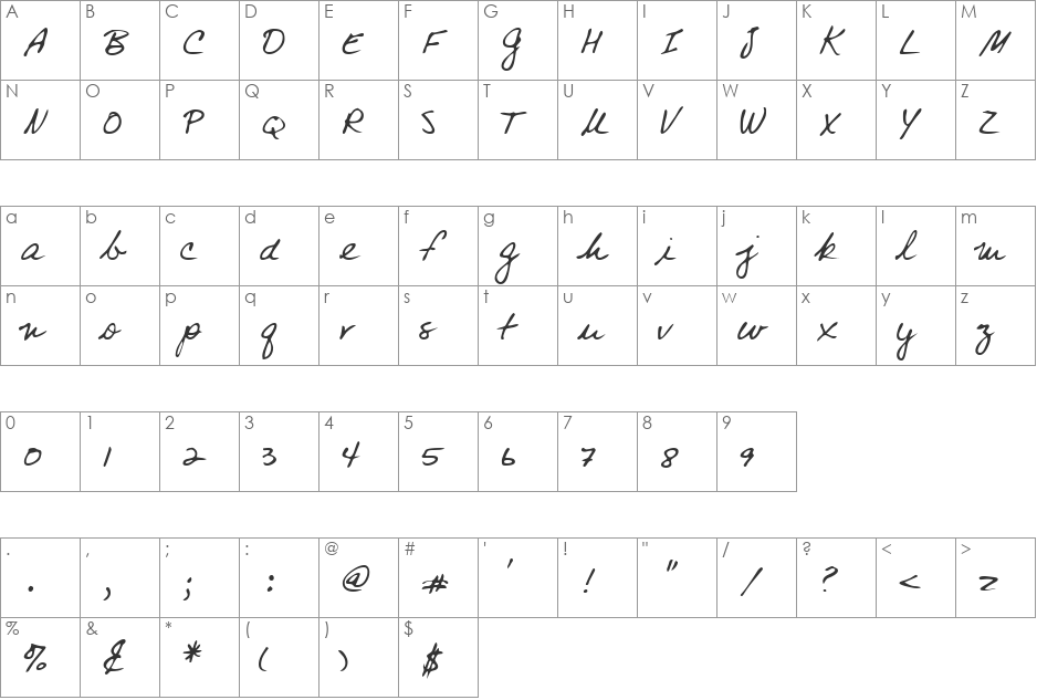 LEHN083 font character map preview