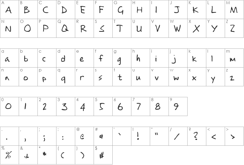 LEHN084 font character map preview