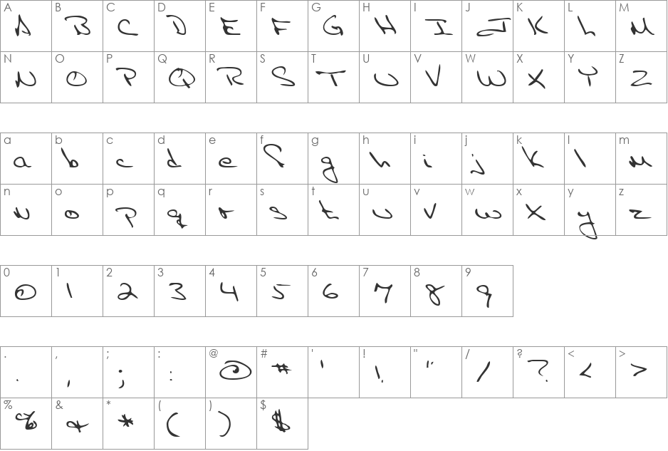 LEHN087 font character map preview