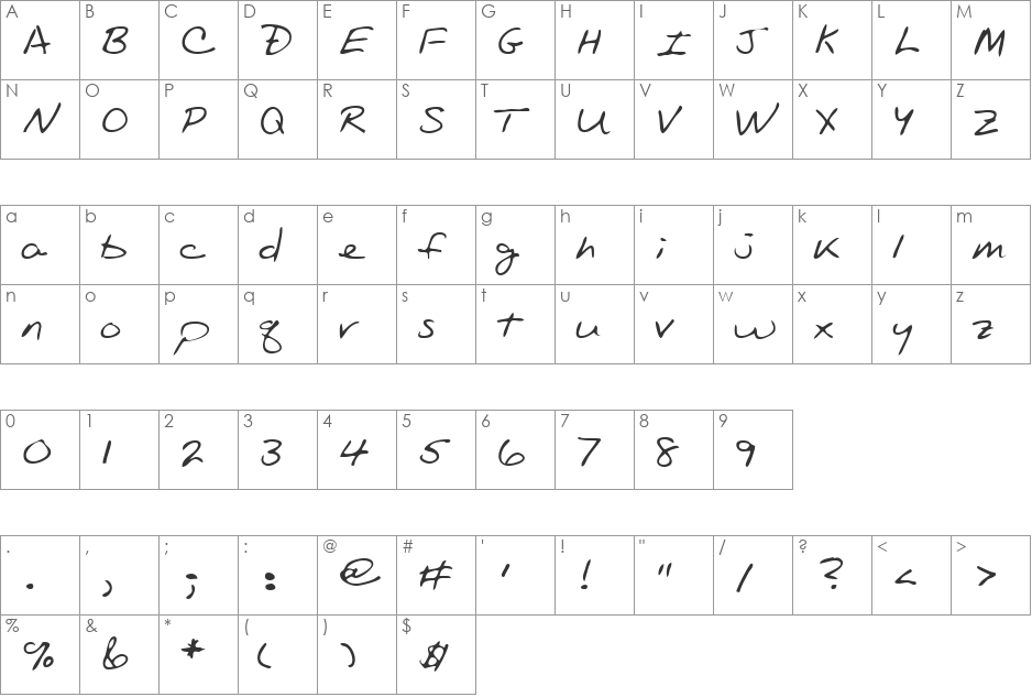 LEHN089 font character map preview