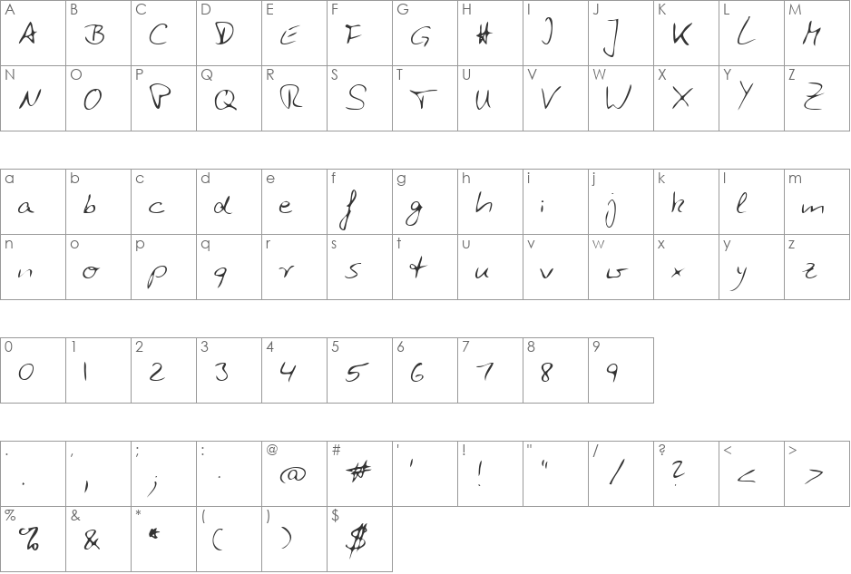 LEHN118 font character map preview