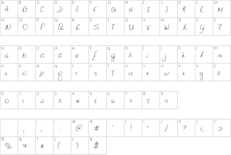 LEHN141 font character map preview
