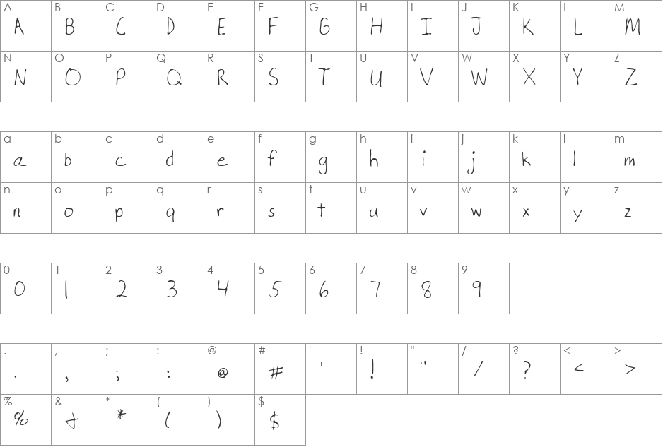 LEHN212 font character map preview