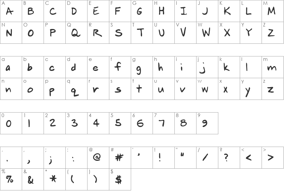 LEHN238 font character map preview
