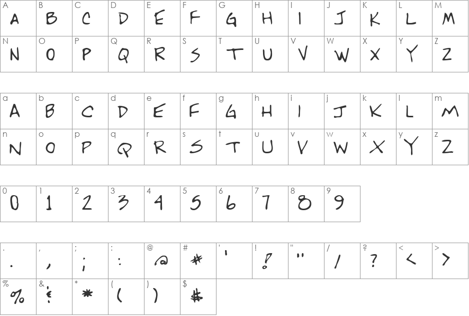 LEHN244 font character map preview