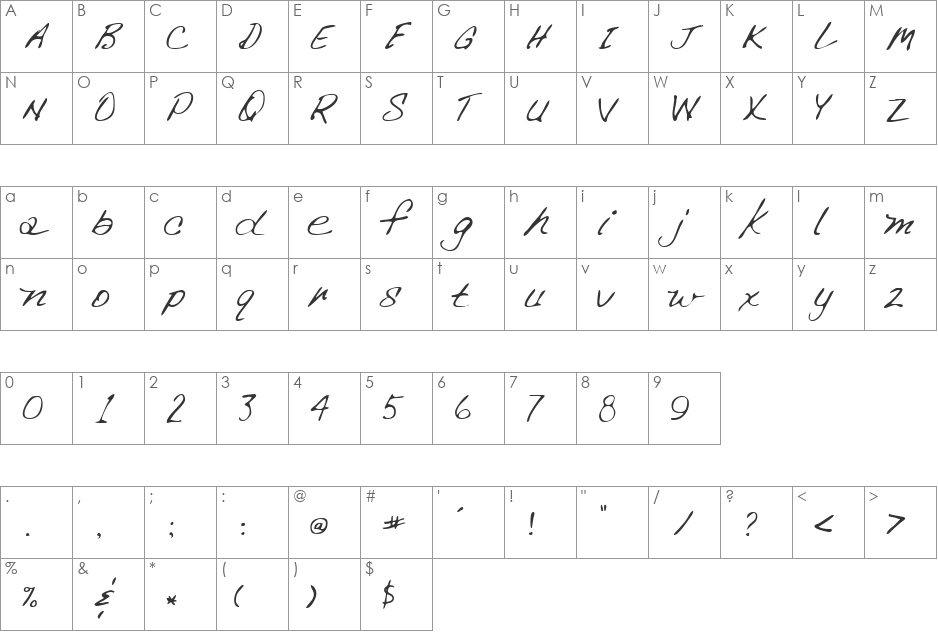 LEHN266 font character map preview