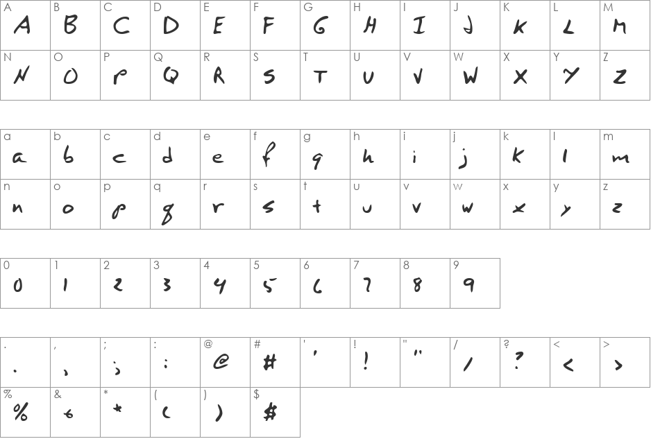 LEHN273 font character map preview