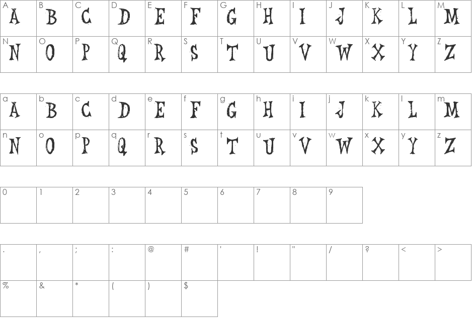 Leichenhaus font character map preview