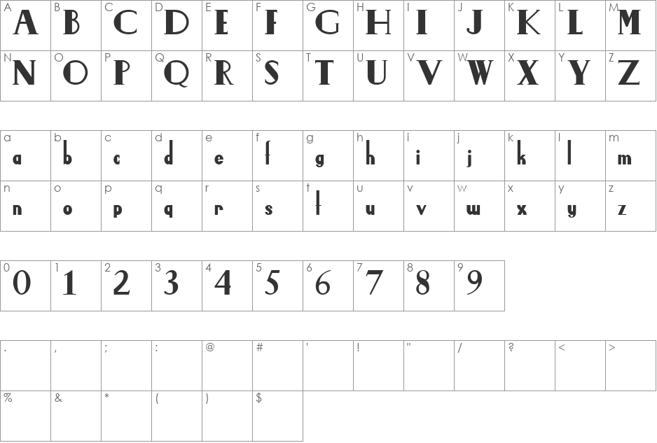 Leidenschaft font character map preview