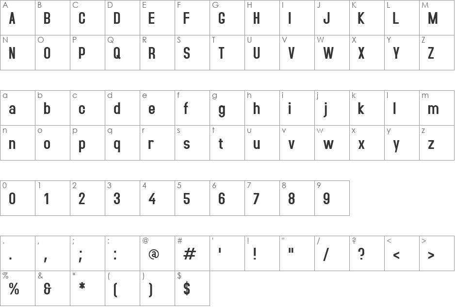 Accidental Presidency font character map preview