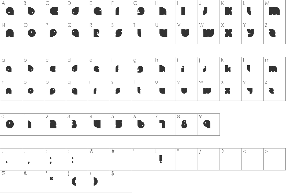 Lein Bold font character map preview