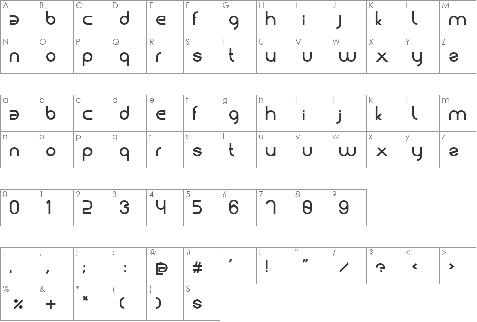 Lein Rounded font character map preview