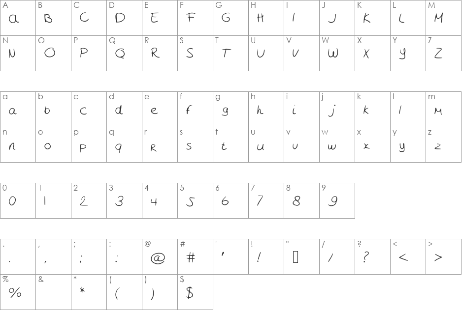 leJasper font character map preview
