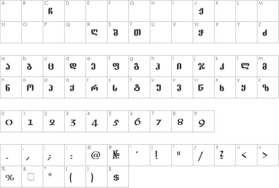Lela Na font character map preview